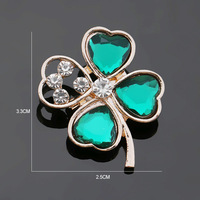 Nouvelle broche coréenne trèfle à quatre feuilles en alliage électroplaqué avec strass, épingle florale, accessoire pour femme, vente en gros