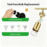 Kit d'éclairage sur rail à 6 spots LED dorés pour plafond, idéal cuisine et salon, ampoule GU10