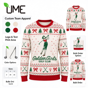 <b>Custom</b> Fair Isle <b>Christmas</b> Golf Sweater Knitted Holiday Pullover <b>Custom</b> Logo Festive Ugly <b>Christmas</b> <b>Jumper</b> For Golf Team Party - Product Image 1