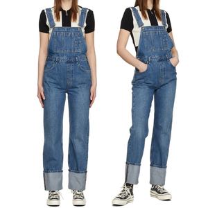 Women Casual Blue Sleeveless Non-Stretch Denim Overalls <b>Rolled</b> Leg Work Wear Jean Jumpsuit - Product Image 5