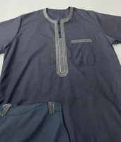 CCY 2026 Été Boubou Homme pour Ramadan Islamique Musulman Maroc Broderie Col Thobes Jubbah Qamis Hommes Caftan Arabe