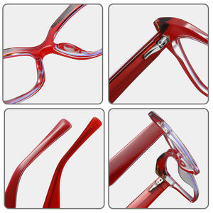 Lunettes anti-lumière bleue carrées 87288, monture Tr90, monture complète, unisexe, lunettes tendance, couleur rouge - Product Image 1