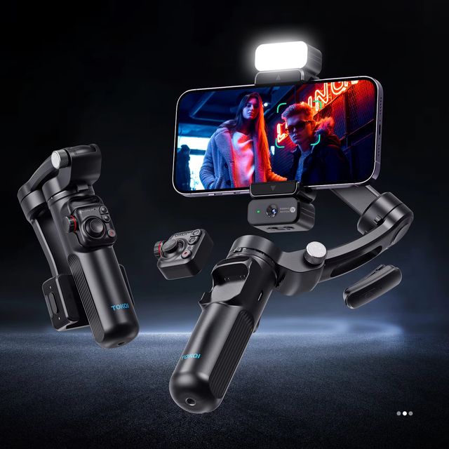 M03 Professional Anti-Shake 3 Axes Gimbal Stabilizer with AI Face Tracking Wireless Microphone and Fill Light New Desk Usage