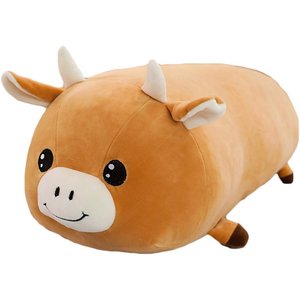 Peluche vache ODM OEM, <span class=keywords><strong>jouet</strong></span> en peluche, oreiller mignon avec expression brodée, cadeaux pour enfants, anniversaire, oreiller câlin en peluche vache - Product Image 1