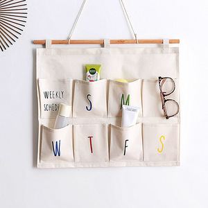 Sac de rangement en tissu multicouche en coton et lin, organisateur mural pour la maison, le dortoir, la garde-robe, les vêtements et les accessoires - Product Image 4