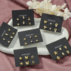 Custom Designer Trendy Ball Shape 14K <b>Gold</b> Plated Zircon Stud <b>Earrings</b> <b>Set</b> for Unisex Anniversary Wholesale Bulk - Product Image 3