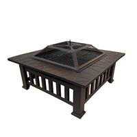 Table de foyer extérieur à bois avec barbecue intégré pour jardin