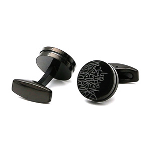 Hot Selling High Quality Luxury <b>Cufflinks</b> Personality Metal <b>Cufflinks</b> Stainless Steel Black Silver Round <b>Shirt</b> Cuff Links - Product Image 4