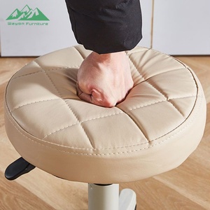 <span class=keywords><strong>Tabouret</strong></span> de bar <span class=keywords><strong>blanc</strong></span> réglable en hauteur Wayon avec base pivotante et roulettes pour îlot de cuisine, bureau ou usage commercial - Product Image 6