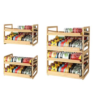 Creative bamboo can <b>storage</b> rack, solid wood stackable can rack, desktop wooden cat food organizer. - Product Image 2
