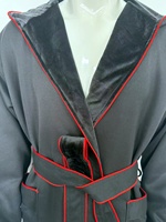 Peignoir d'hôtel de luxe noir à capuche, extérieur en satin, intérieur en velours cristal, écologique, thermique, logo personnalisé, unisexe