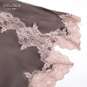 Camicia da notte corta da donna in pizzo di seta di gelso abito da notte Sexy - Product Image 3