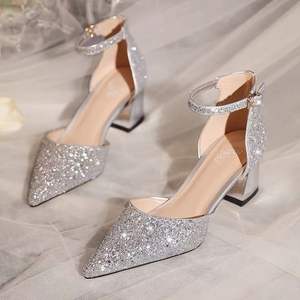 Sandales à talons hauts à lanières style queue de cheval pour le printemps et l'été, sandales à talons épais à bout fermé pour femmes - Product Image 2