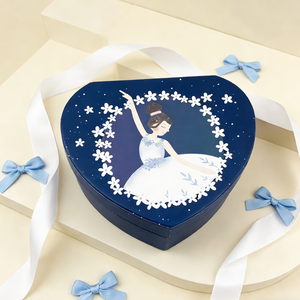 Caja Musical de Papel con Forma de Corazón y Manivela, Color Azul Marino con Diseño de Noche Estrellada, para Guardar Joyas, Regalo de San Valentín para Chicas - Product Image 6
