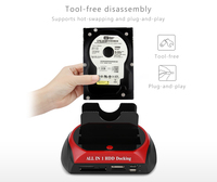 Caja de disco duro externo SATA dual todo en uno 2,5 \ "3,5 \" HDD estación de acoplamiento plástico USB 2,0 Compatible SSD/ HDD acoplamiento