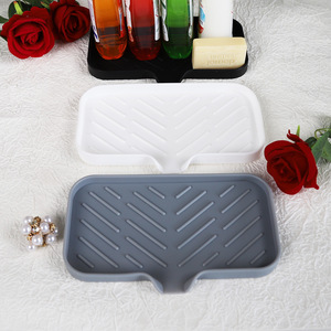 Draining Rack Soap Dish With <b>Tray</b> Square Quick Dry For Sink Storage Gray Large - Product Image 3