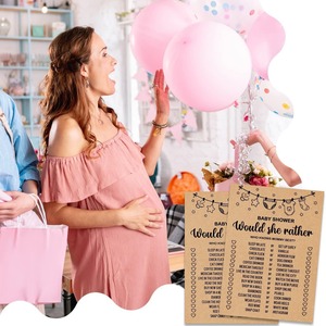 Cartes de jeu personnalisées pour baby shower « Elle préfère ? », en papier rectangulaire, finition mate - Product Image 4