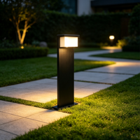 Lampe de jardin LED extérieure moderne, lampadaire de jardin noir rectangulaire, éclairage de chemin pour villa, cour et aménagement paysager
