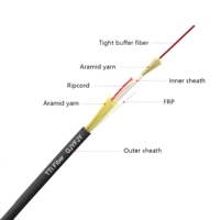 Cable de Fibra Óptica GJYFJH03 G657A2, 500M por Rollo, 1m de Longitud, PVC, 1 Núcleo, 2 Núcleos, 4 Núcleos, PE, Negro, Cable de Fibra Óptica para Interiores, Diámetro Exterior de 4.6mm