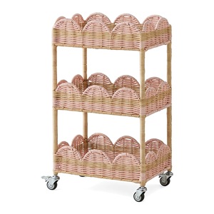 Rattan Woven <b>Storage</b> <b>Cart</b> 3 Tier Portable With Wheels For Baby Room Home Use - Product Image 5