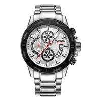 Montre sport multifonction pour homme Asia Time Foreign Trade, grand calendrier, étanche, quartz, acier inoxydable, aiguilles, 30 m d'étanchéité