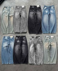 Jeans en denim délavé de qualité supérieure 100% coton, coupe ample, streetwear pour hommes, effet délavé, jeans pour hommes - Product Image 1