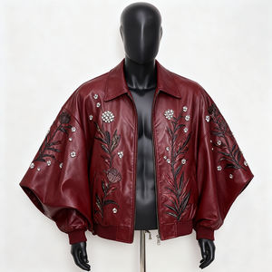 <span class=keywords><strong>Giacca</strong></span> Invernale Vintage in Pelle PU Rossa Personalizzata con Design Frontale Luccicante con <span class=keywords><strong>Paillettes</strong></span>, Lussuosa ed Ecologica per <span class=keywords><strong>Uomo</strong></span> - Product Image 1
