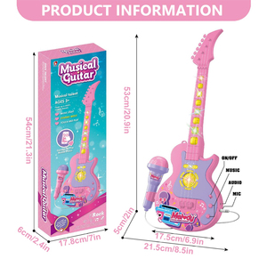 Guitare musicale pour enfants avec microphone, lumières cool et musique, <span class=keywords><strong>populaire</strong></span> pour les garçons et les filles, guitare karaoké - Product Image 4