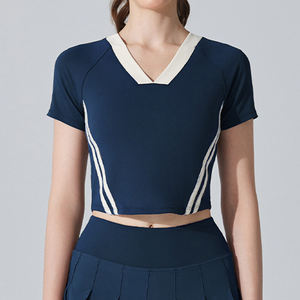 Camiseta Deportiva Corta de Verano para Yoga, Manga Corta, Ajustada, con Estampado Personalizado, para Fitness, Bádminton, Tenis, Running, Adelgazante, para Mujer - Product Image 2