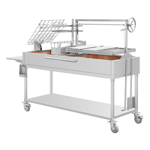 Parrilla <span class=keywords><strong>de</strong></span> Carbón <span class=keywords><strong>de</strong></span> Acero Inoxidable con Alturas Ajustables, Estilo Argentino Santa María, Moderna con Carrito para >5 Personas - Product Image 3