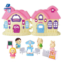Set Kit Mainan Hewan Pink, Aksesori Rumah Boneka Plastik, Permainan Peran untuk Anak Perempuan Anak-anak Villa