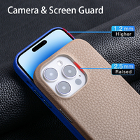 Coque de téléphone avec LOGO personnalisé Protection des bords supérieurs Pierre de galet polie Cuir tanné végétal Couverture de téléphone pour iphone 14 15 13
