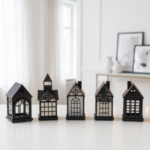 Última Colección Navideña 2026: Faroles Metálicos Negros con Forma de Casa en Diferentes Estilos para Decoración del Hogar - Product Image 6