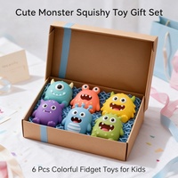Lot de 6 jouets anti-stress Squishy Monstre Mignon à remontée lente en mousse PU, ensemble cadeau sensoriel