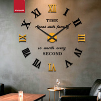 Horloge Murale DIY Vintage Dorée et Noire à Chiffres Romains 120cm Silencieuse pour Bar, Café, Restaurant - Prix Plat, Vente en Gros, Cadeau Artistique
