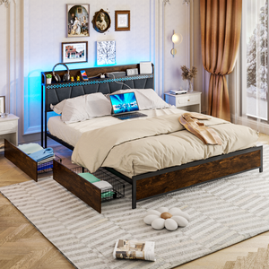 Prix d'usine – Lit moderne et luxueux convertible, robuste, 800 LBS, réglable électriquement, silencieux, double moteur, avec LED intégrée sous le lit - Product Image 1