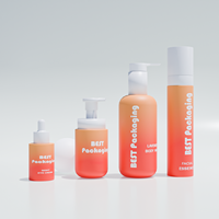 Ensemble d'emballages cosmétiques vides en plastique rose pour soins de la peau : flacon pompe à lotion, pot à crème, flacon de toner, flacon moussant pour nettoyant visage