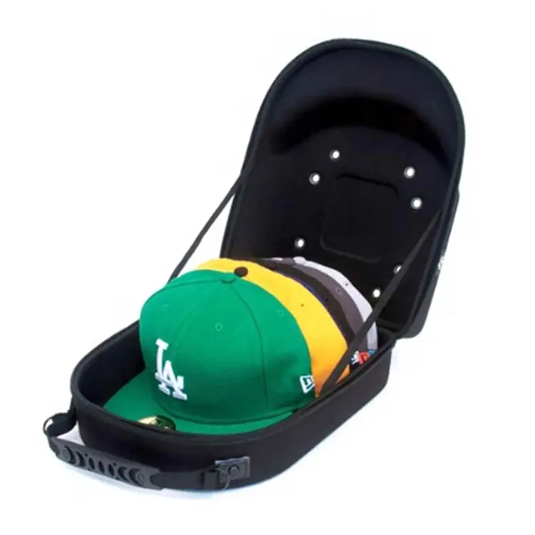 Customized Foldable Hat Travel Case Storage Boxes with Carrying Handle and Shoulder Strap Baseball Caps Organizer and Carrier