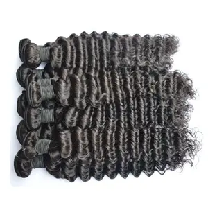 Paquets de cheveux péruviens de vague profonde avec fermeture libre moyen 3 parties Double trame Extensions de cheveux humains teinture armure de cheveux humains