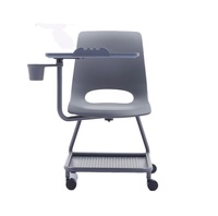 Chaise de bibliothèque en plastique avec tablette intégrée, design unique, respirante et idéale pour la formation
