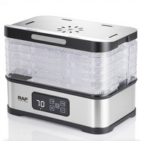 RAF R.6807 240W Voedseldehydrator met 5 lagen, digitaal display en stille werking voor fruit, vlees, kruiden, noten, bloemen en snacks voor thuisgebruik