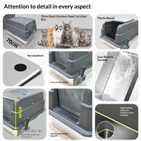 Bac à litière pour chat en acier inoxydable extra large entièrement fermé, design haut, facile à nettoyer, anti-odeurs, anti-éclaboussures, toilette pour chat en vrac
