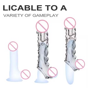 Venta al por mayor claro punto G condón consolador vibrador adultos juguetes sexuales masturbación estimulación pene mangas - Product Image 6