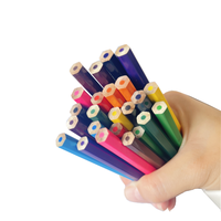 Crayons de couleur hexagonaux courts en bois, 12 couleurs, logo personnalisable, 12 par boîte, crayons d'art pour enfants, certifiés ISO EN71 3.5