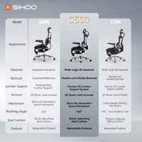 Chaises de bureau pivotantes SIHOO C500, hauteur réglable, accoudoirs 6D, pieds pliables rétractables, dossier en maille confortable comme un nuage, chaise de patron