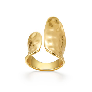 INS Style Lumière Luxe Niche Design Sens Ouverture Irrégulière Marteau Motif Anneau Exagéré Personnalité En Métal - Product Image 1