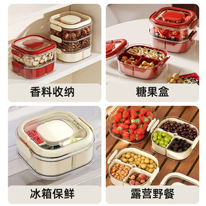 Multi Tiered Food <b>Storage</b> <b>Container</b> With Compartments Stackable Seal Lid For Fridge Organizer Size M - Product Image 5