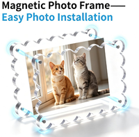 Cadre photo magnétique en acrylique transparent décoratif double face à bords festonnés pour table, bureau, famille, mariage, décoration intérieure