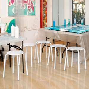 Thickened wrought iron <b>stool</b>, colorful, simple, stylish, round <b>stool</b> for <b>bedroom</b>, living room, dining room, and shoe cover - Product Image 4