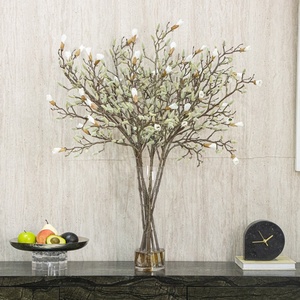 Conjunto <span class=keywords><strong>de</strong></span> Flores <span class=keywords><strong>de</strong></span> Magnolia Artificiales Hechas a Mano con Jarrón <span class=keywords><strong>de</strong></span> Vidrio para el Día <span class=keywords><strong>de</strong></span> San Valentín, Decoración Elegante para el Hogar y Hoteles - Product Image 1
